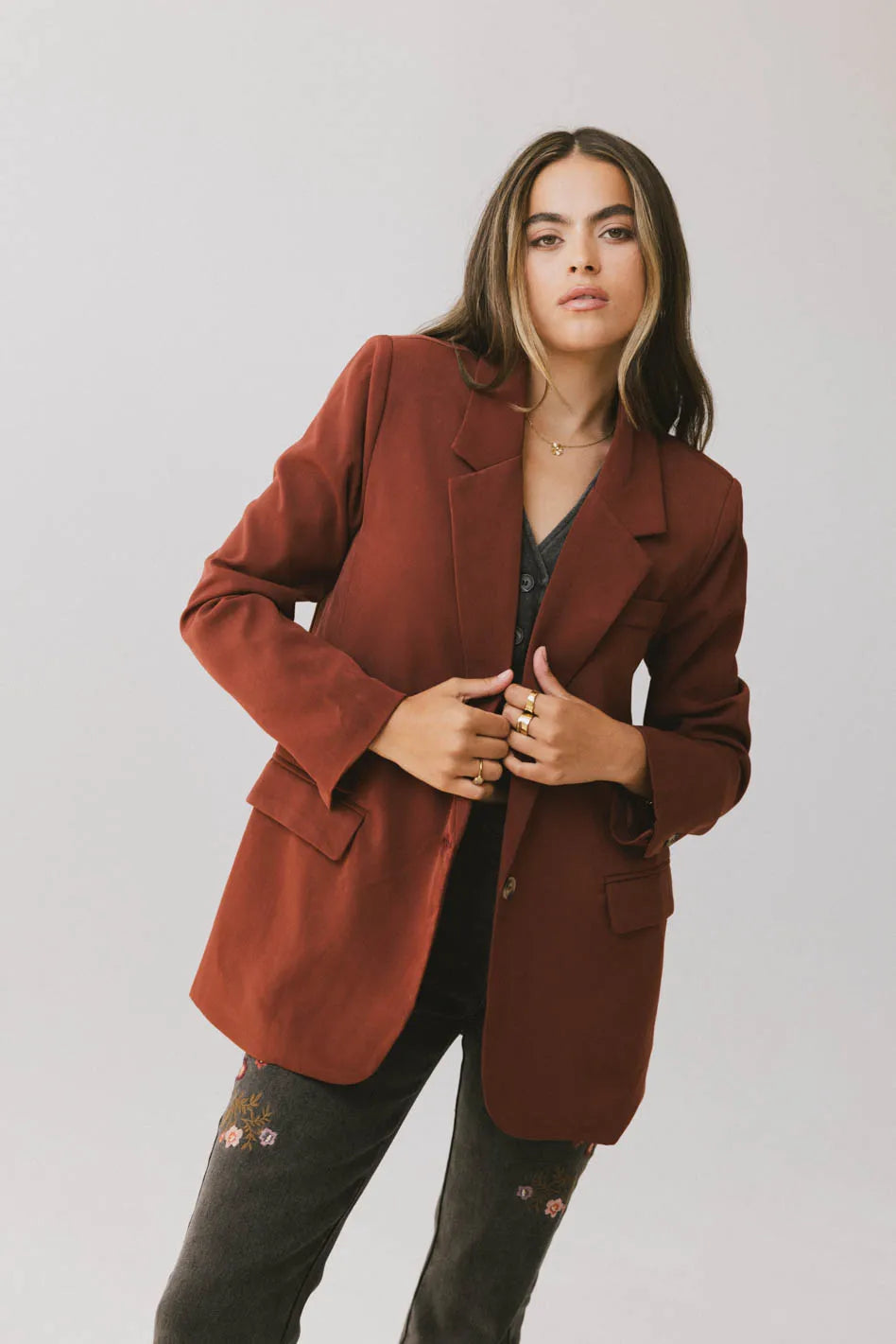 Crystal Blazer in Brick - FINAL SALE