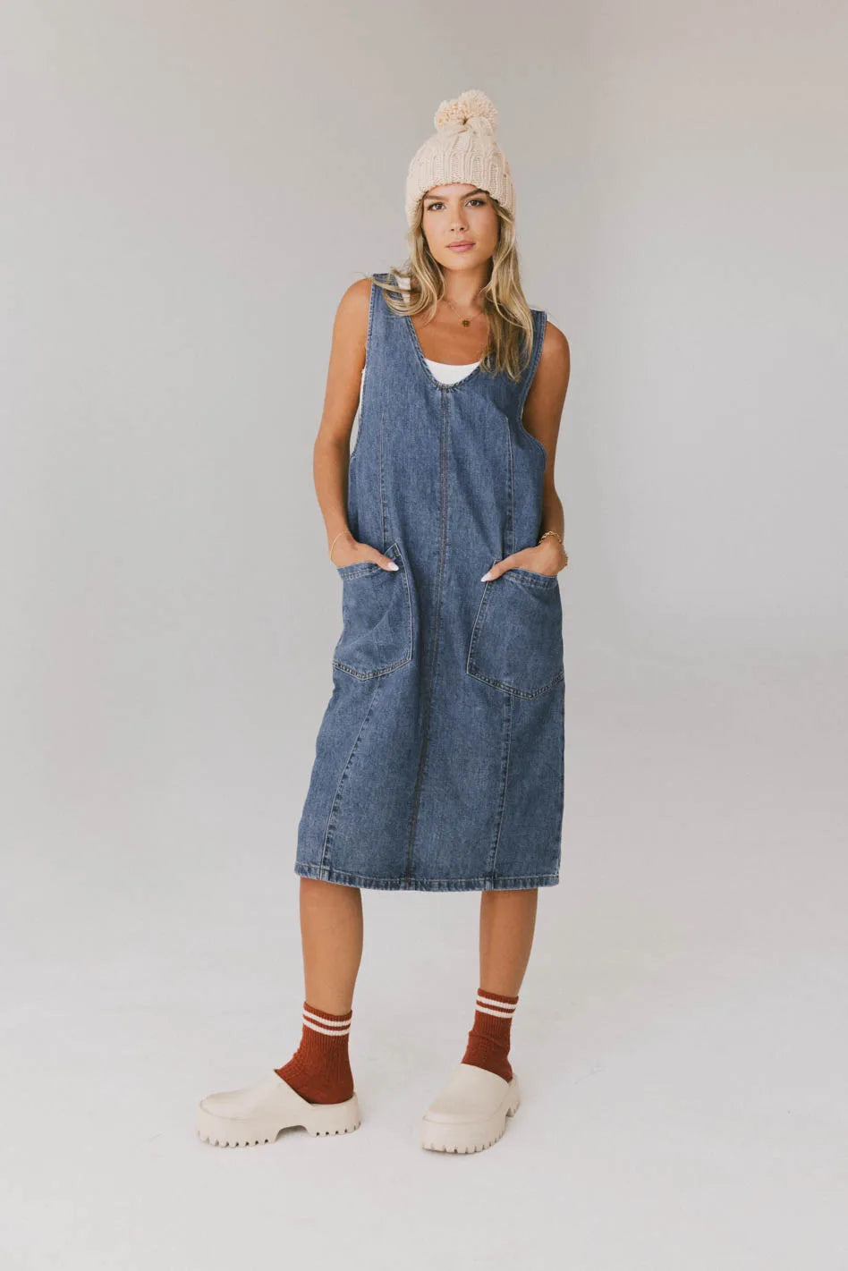 Camry Overall Dress in Dark Wash - FINAL SALE