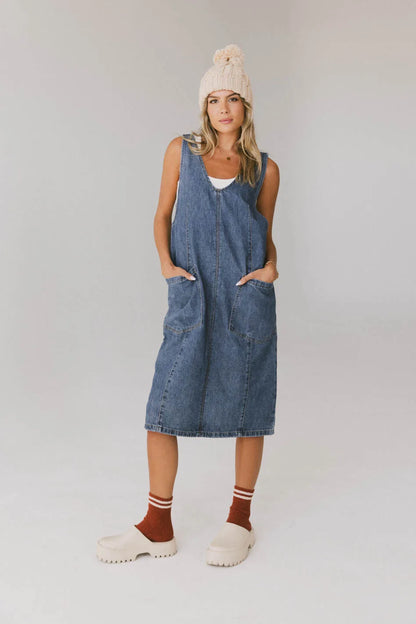 Camry Overall Dress in Dark Wash - FINAL SALE