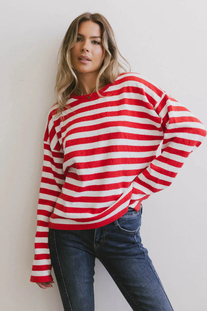 Destinia Striped Top in Red - FINAL SALE
