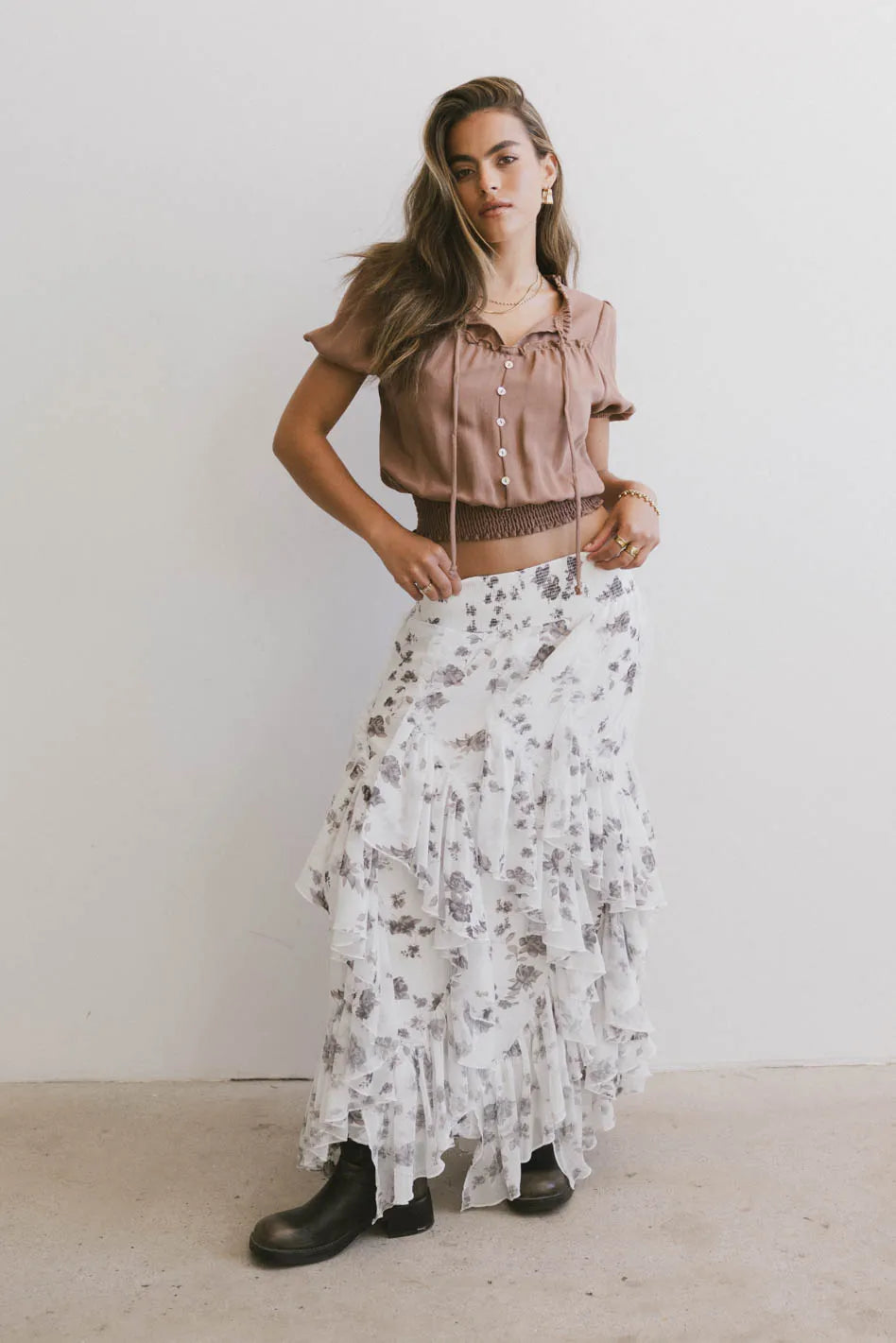 Emerson Ruffled Maxi Skirt in White - FINAL SALE