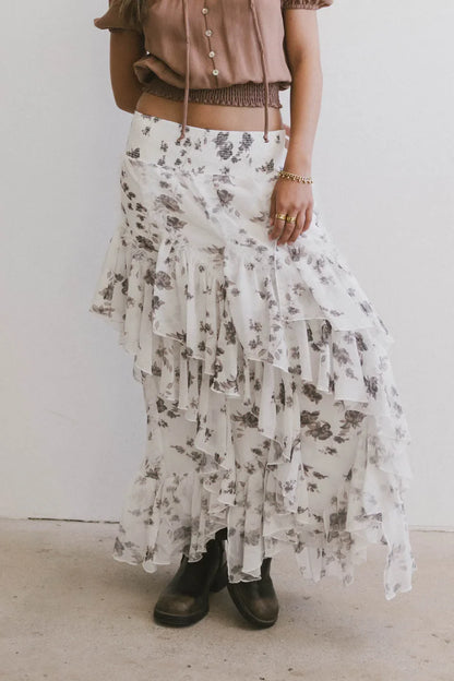 Emerson Ruffled Maxi Skirt in White - FINAL SALE