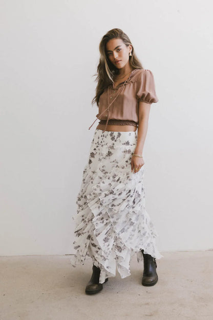 Emerson Ruffled Maxi Skirt in White - FINAL SALE