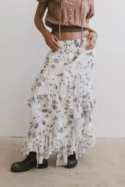 Emerson Ruffled Maxi Skirt in White - FINAL SALE