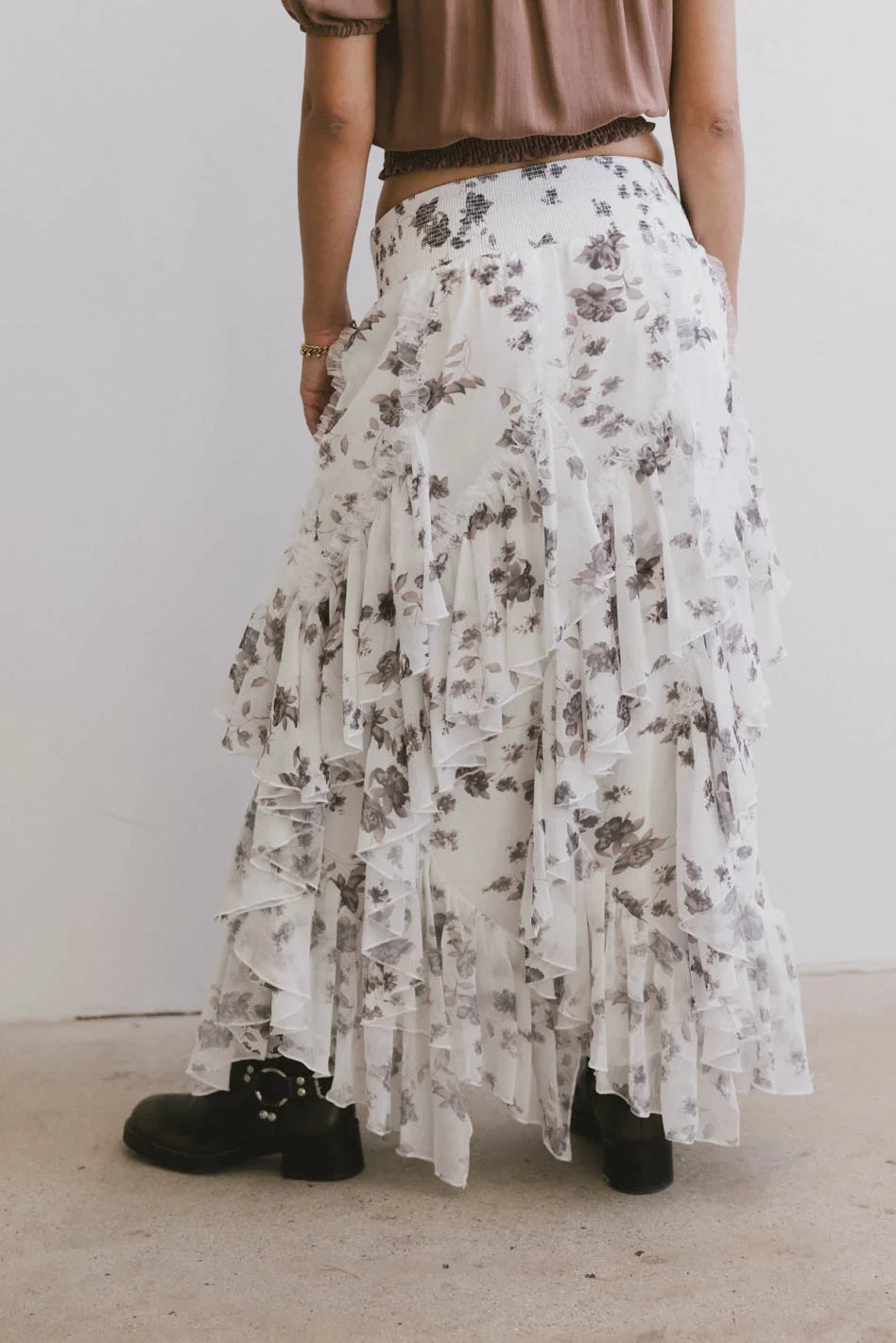 Emerson Ruffled Maxi Skirt in White - FINAL SALE
