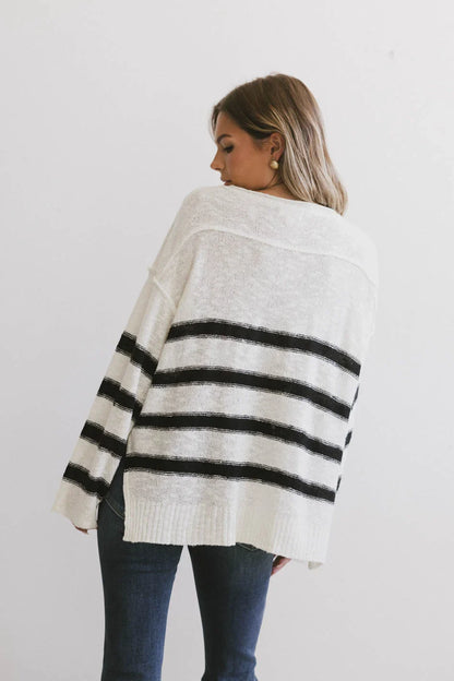 Gracia Striped Sweater Top in Cream - FINAL SALE