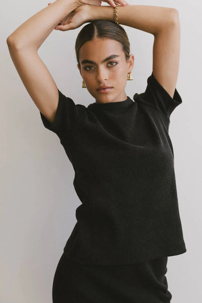 Calais Ribbed Top in Black - FINAL SALE