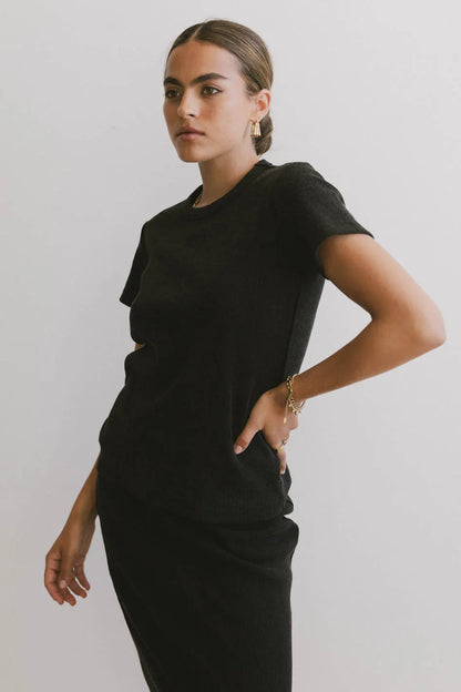 Calais Ribbed Top in Black - FINAL SALE