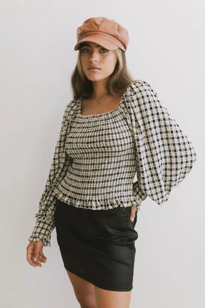 Brinklee Smocked Blouse in Black - FINAL SALE