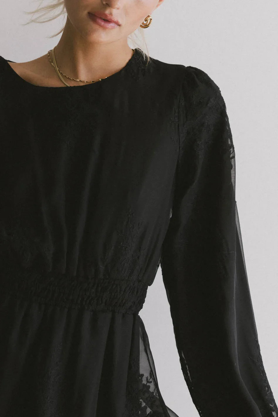 Andee Embroidered Midi Dress in Black - FINAL SALE