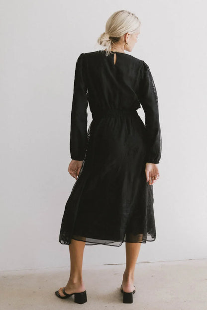 Andee Embroidered Midi Dress in Black - FINAL SALE