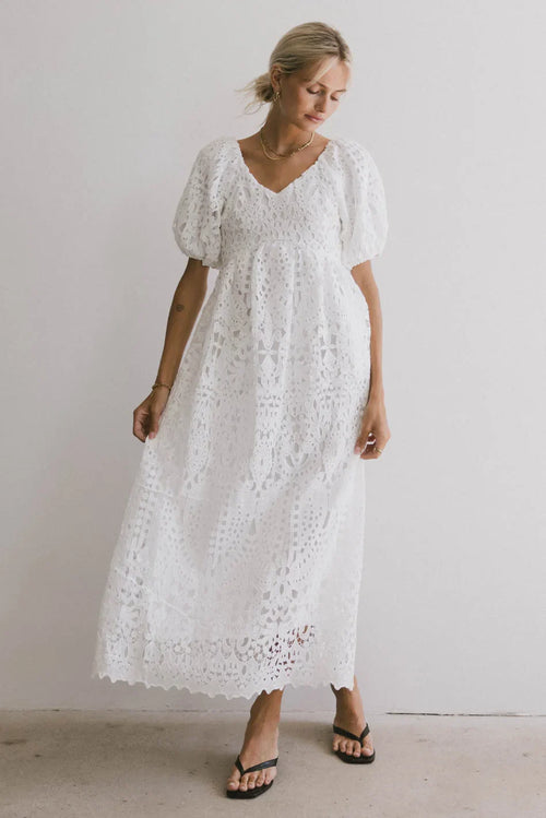 Devon Eyelet Lace Maxi Dress in Ivory - FINAL SALE