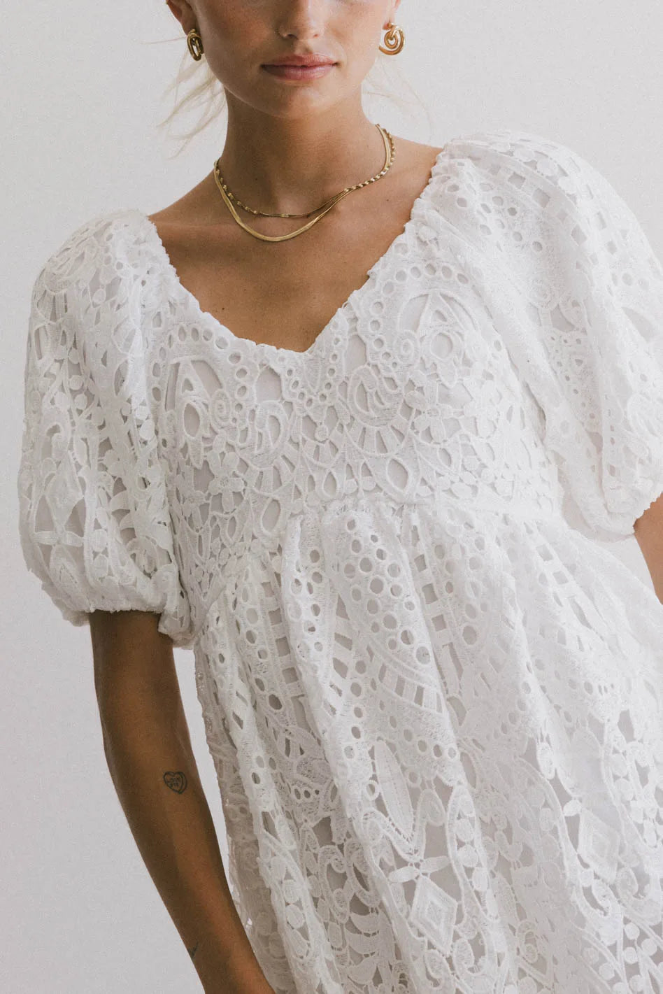 Devon Eyelet Lace Maxi Dress in Ivory - FINAL SALE