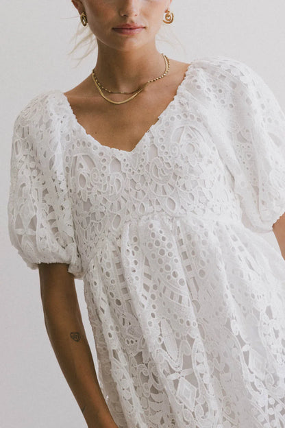 Devon Eyelet Lace Maxi Dress in Ivory - FINAL SALE