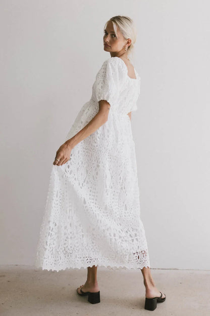 Devon Eyelet Lace Maxi Dress in Ivory - FINAL SALE