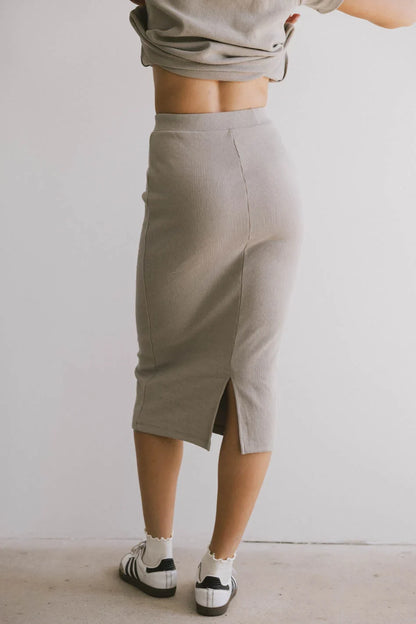 Calais Ribbed Skirt in Taupe - FINAL SALE