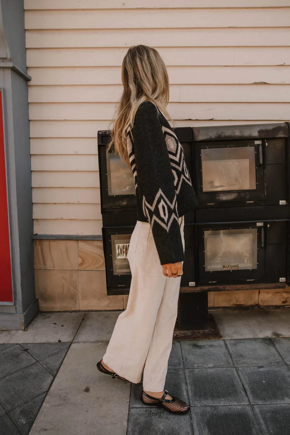 Angelica Geometric Cardigan in Black - FINAL SALE