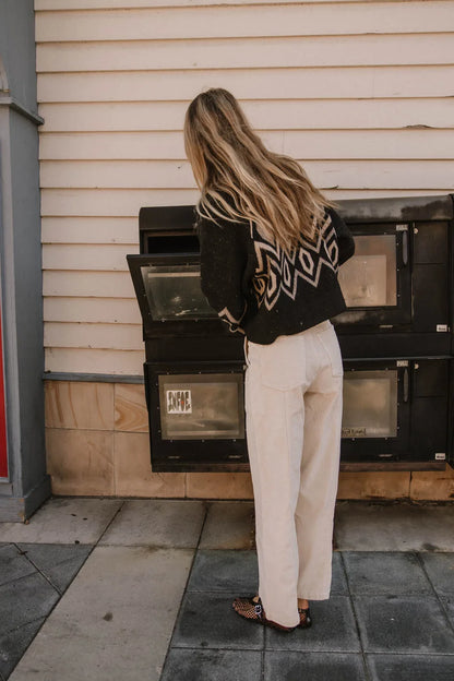 Angelica Geometric Cardigan in Black - FINAL SALE