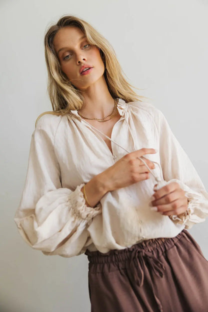Elowen Button Up Blouse in Cream - FINAL SALE