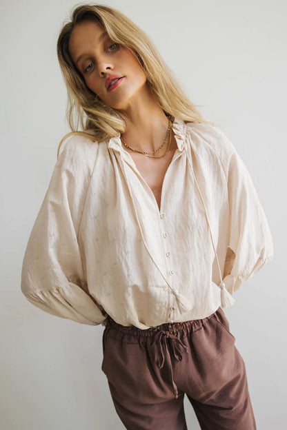 Elowen Button Up Blouse in Cream - FINAL SALE