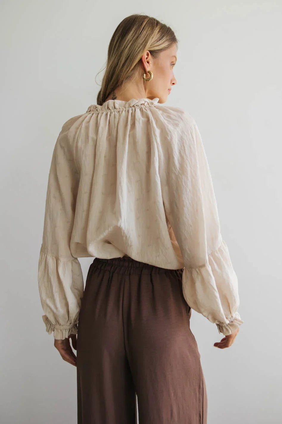 Elowen Button Up Blouse in Cream - FINAL SALE