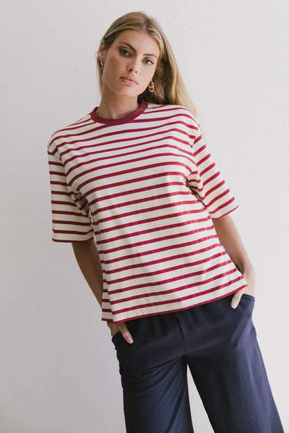 Freddie Striped Tee in Red - FINAL SALE