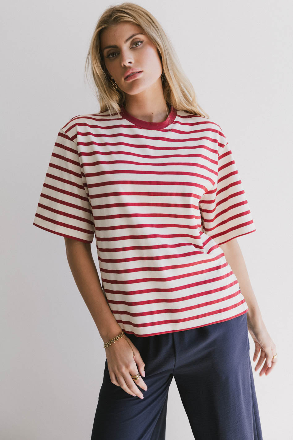 Freddie Striped Tee in Red - FINAL SALE