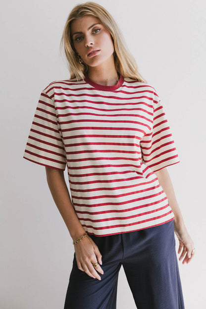 Freddie Striped Tee in Red - FINAL SALE