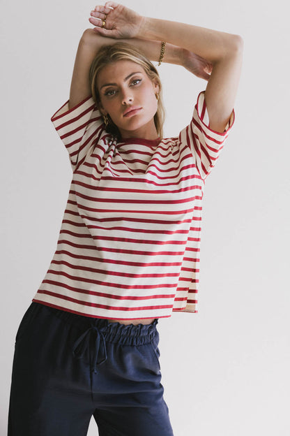 Freddie Striped Tee in Red - FINAL SALE
