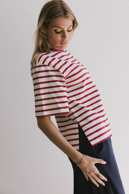 Freddie Striped Tee in Red - FINAL SALE