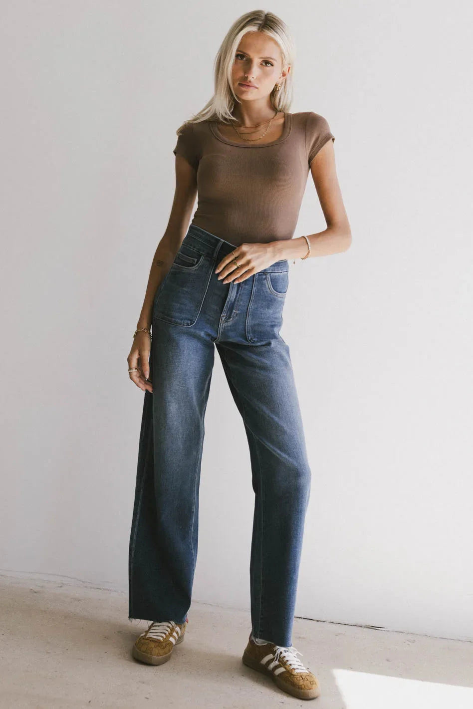Freya Ribbed Top in Brown - FINAL SALE
