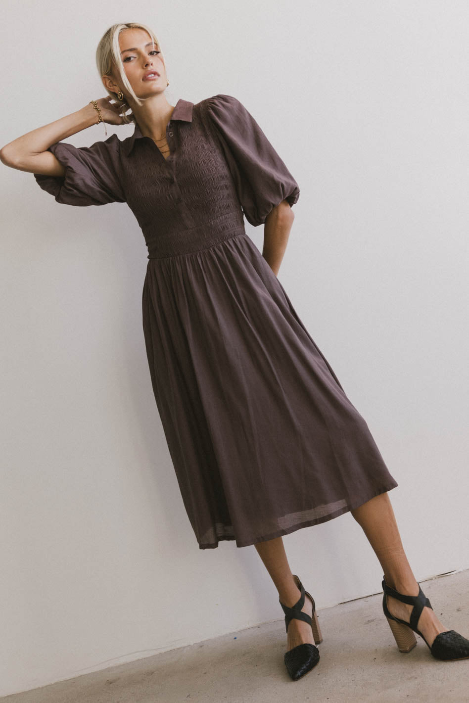 Belen Midi Dress in Mauve - FINAL SALE