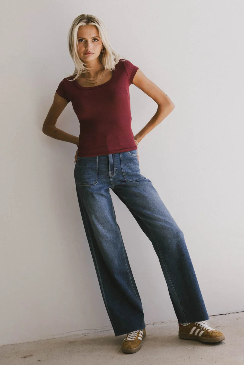 Freya Ribbed Top in Burgundy - FINAL SALE