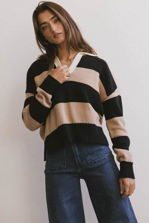 Akari Striped Sweater in Camel - FINAL SALE