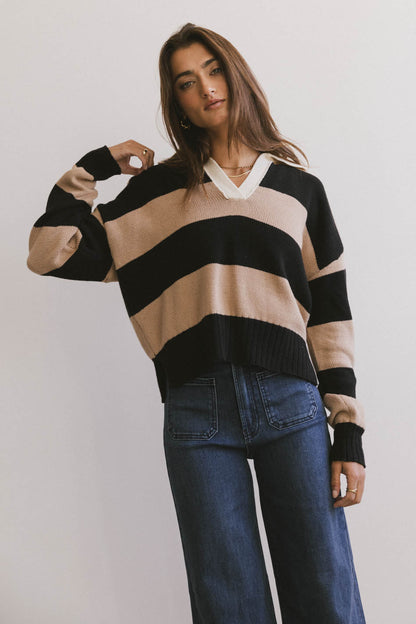 Akari Striped Sweater in Camel - FINAL SALE