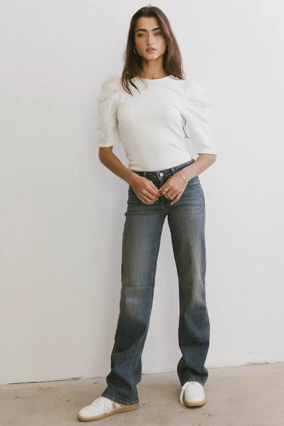 Andrea Mixed Media Top in Cream - FINAL SALE