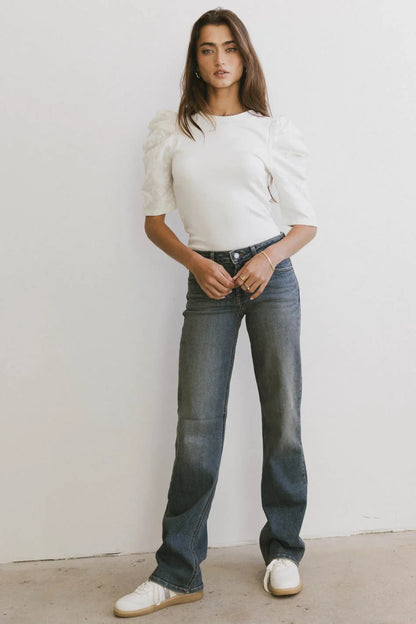 Andrea Mixed Media Top in Cream - FINAL SALE