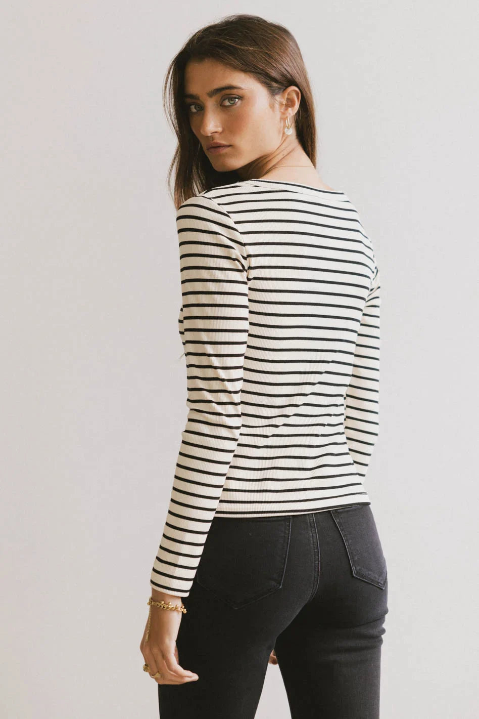 Bodie Ribbed Top in Beige - FINAL SALE