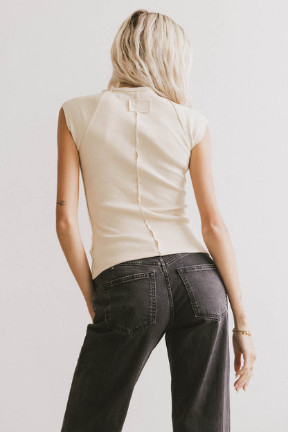 Huxley Cap Sleeve Top in Beige - FINAL SALE
