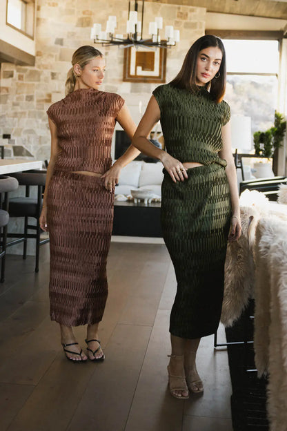 Dream Textured Skirt in Dark Moss - FINAL SALE