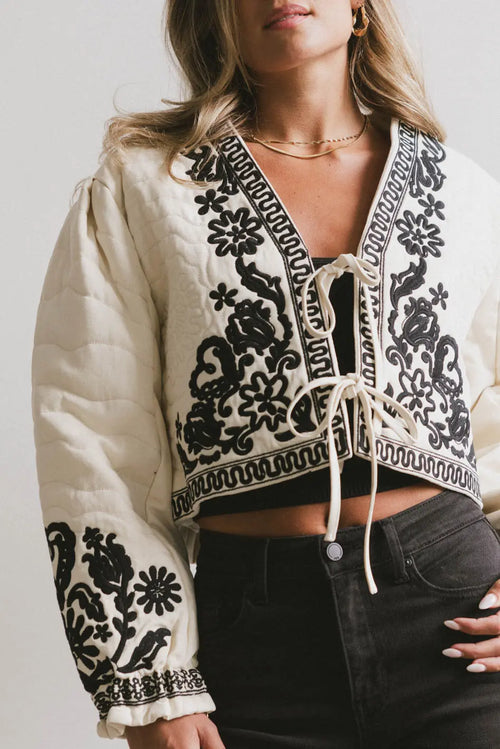 Benja Embroidered Jacket in Ivory - FINAL SALE