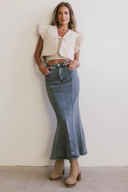 Damaris Embroidered Vest in Ecru - FINAL SALE