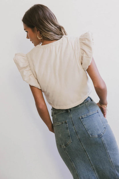 Damaris Embroidered Vest in Ecru - FINAL SALE