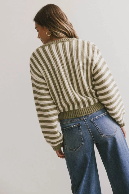 Baila Striped Sweater in Moss - FINAL SALE
