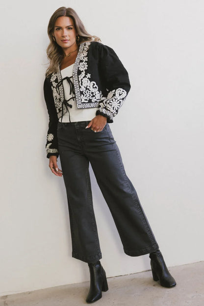 Benja Embroidered Jacket in Black - FINAL SALE