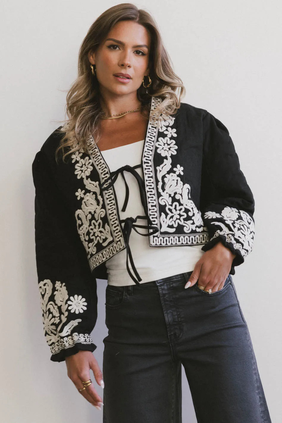Benja Embroidered Jacket in Black - FINAL SALE