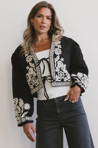 Benja Embroidered Jacket in Black - FINAL SALE