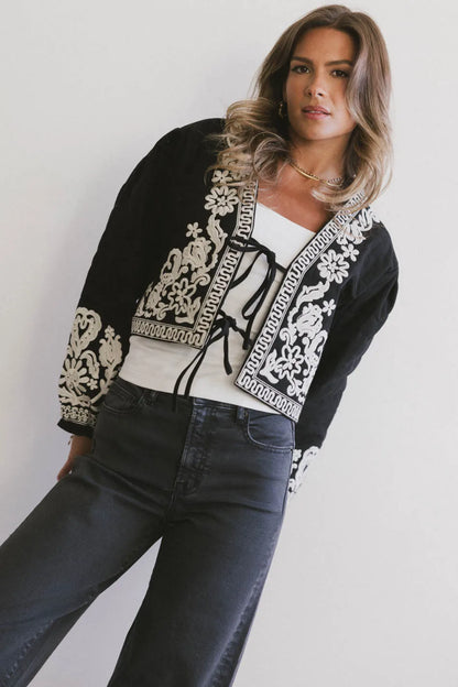 Benja Embroidered Jacket in Black - FINAL SALE