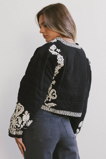 Benja Embroidered Jacket in Black - FINAL SALE