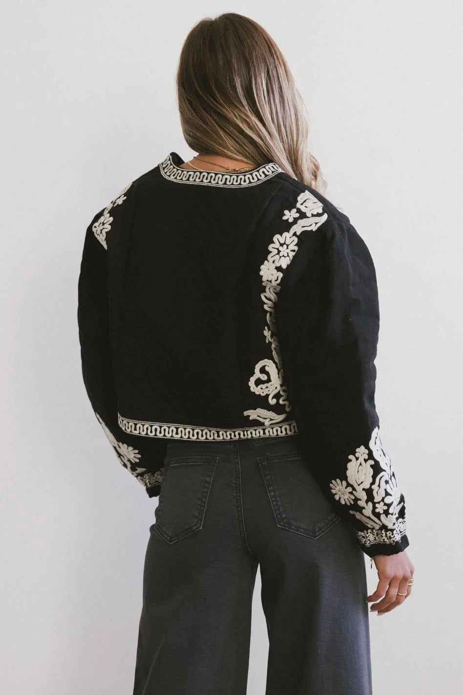 Benja Embroidered Jacket in Black - FINAL SALE